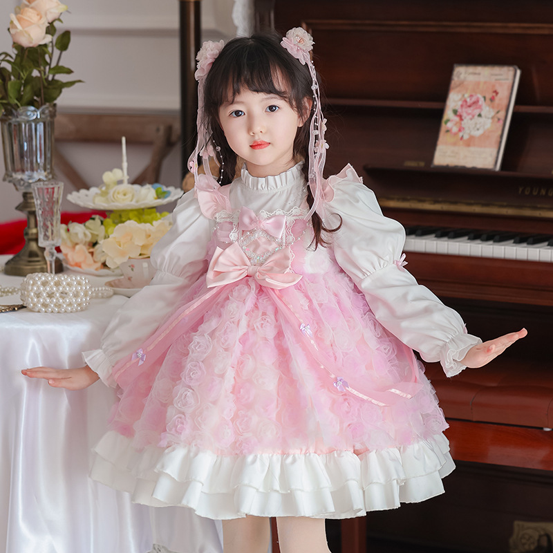 Baby Clothing High Quality - 春の子供服女の子高品質パフスリーブプリンセスドレスベビーキッズ甘いかわいいエレガントな花柄ドレス