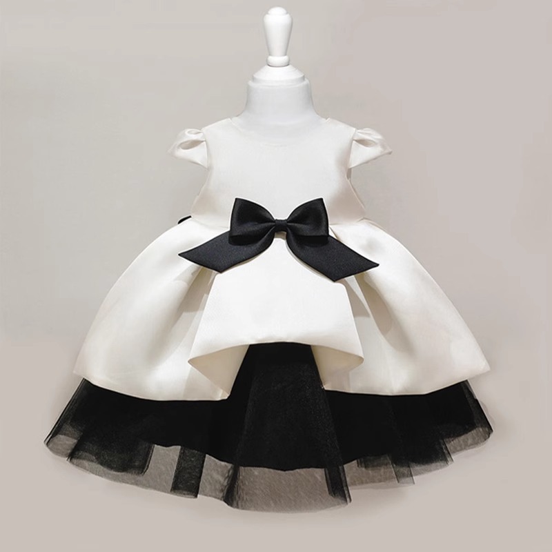 Baby Z Clothing - 2026 韓国女の赤ちゃん最初の誕生日ドレスサテンチュチュプリンセスガウンお祝いパーティー衣装子供ページェントフォーマル衣装