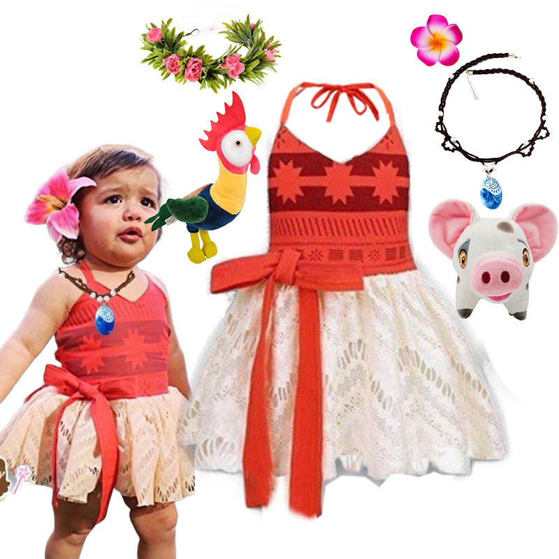 Baby Clothing Hawaii - 2026 女の赤ちゃんモアナホルタードレスロールプレイングプリンセスドレス夏服ハワイ幼児ヴァイアナかわいいミニサンドレス 1-6Y