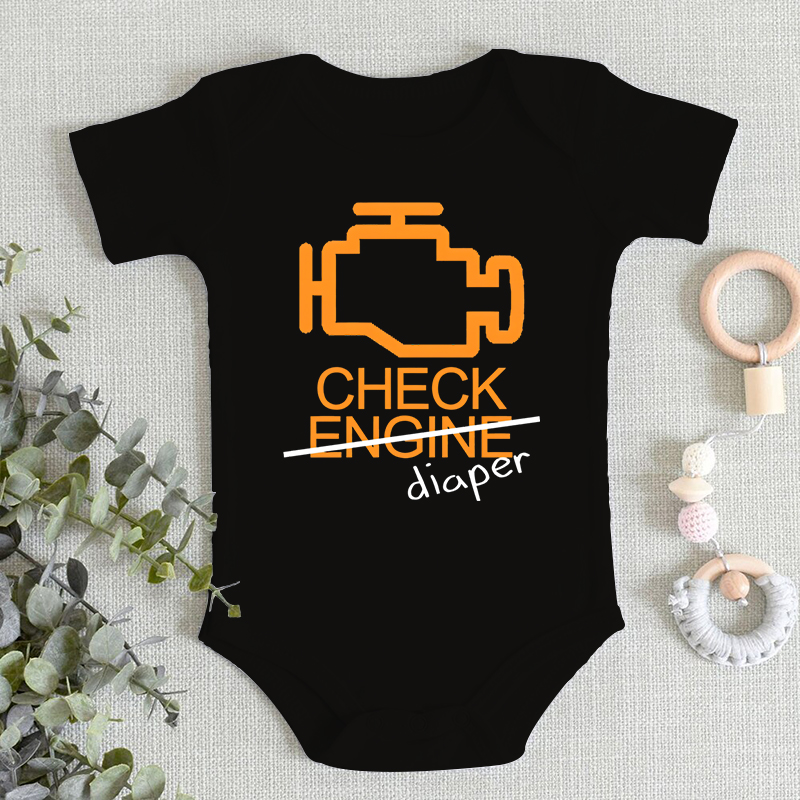 Baby Clothing Brand - 面白いチェック柄おむつレターデザイン肌に優しいベビー男の子女の子半袖ジャンプスーツ秋新生児服綿幼児ロンパース