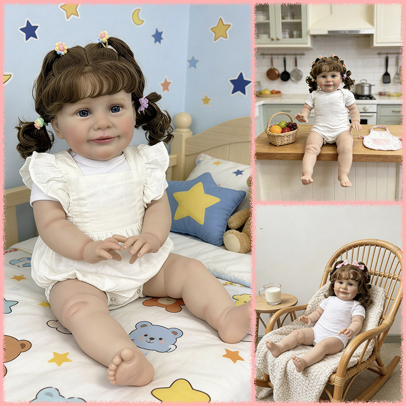 Baby Clothing Model - 25インチの様々な衣装オプションがあるリアルで可愛いゾーイ・リボーンドール、多層塗装、手植えの髪、血管も見える