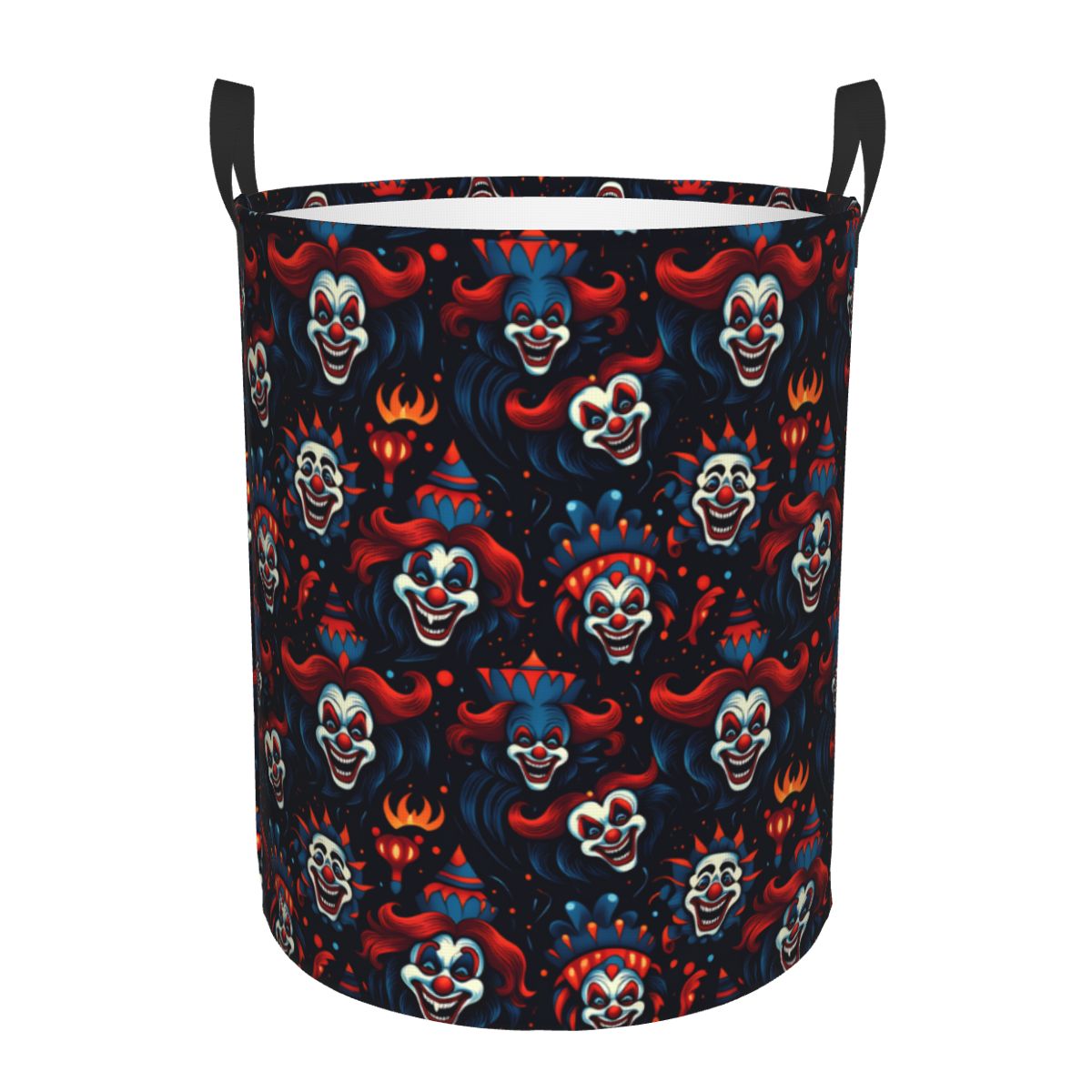 Baby Clothing Storage - ハロウィンレッドブルー邪悪なピエロランドリーバスケット折りたたみ式大型衣類収納ビンベビーハンパー