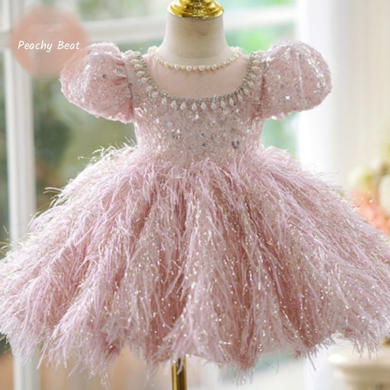女の赤ちゃんのためのスパンコールフェザードレス,ふくらんでい - Baby Z Clothing のレビューと価格