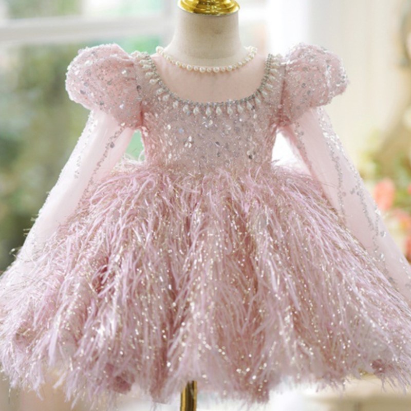 女の赤ちゃんのためのスパンコールフェザードレス,ふくらんでい - Baby Z Clothing のレビューと価格