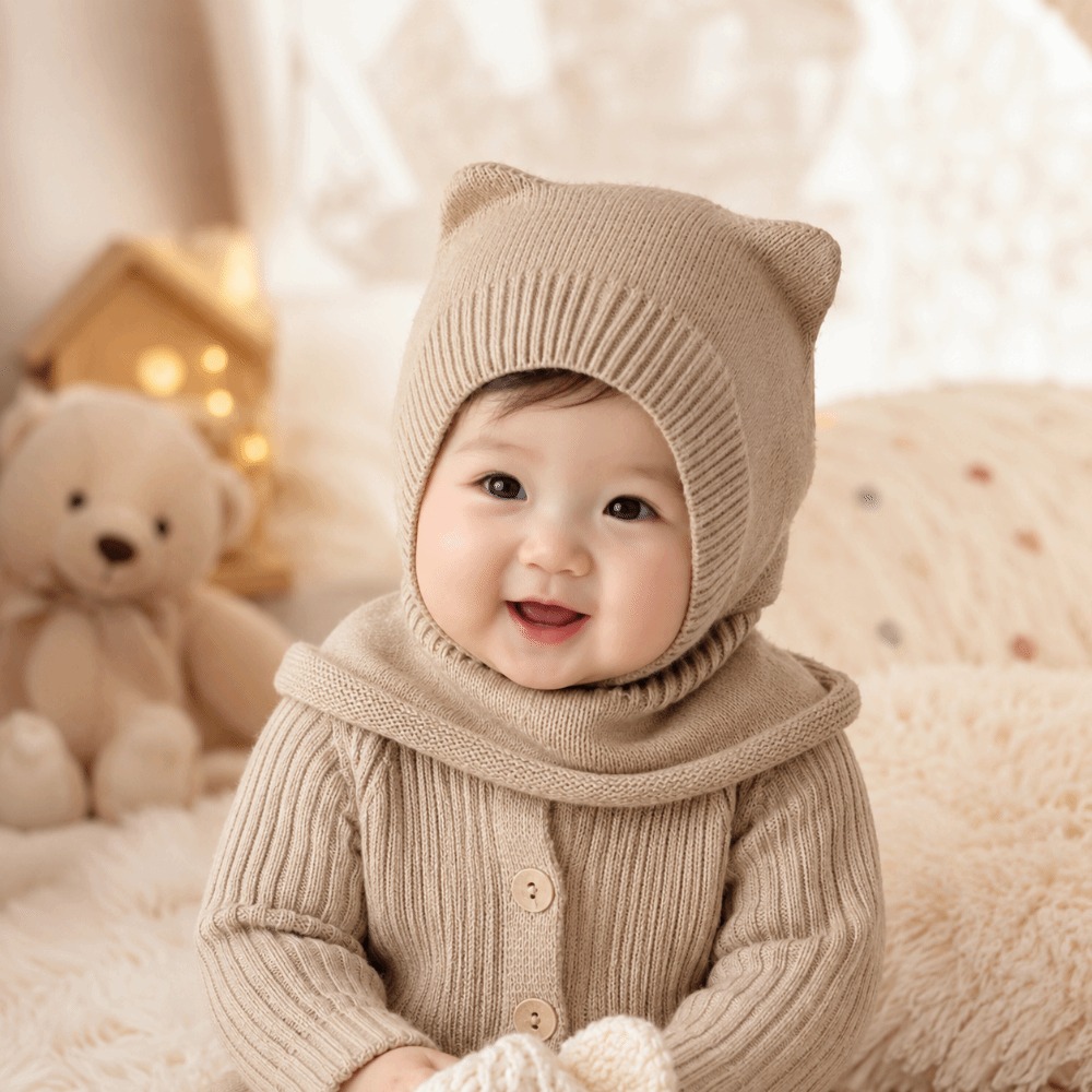 新しい、暖かく、ウール素材のベビーバラクラバ帽子。耳を保護し - Baby Hat Beanie のレビューと価格