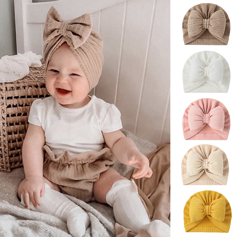 かわいいちょう結びベビーターバン帽子ソフト新生児女の子インデ - Baby Hat Beanie のレビューと価格