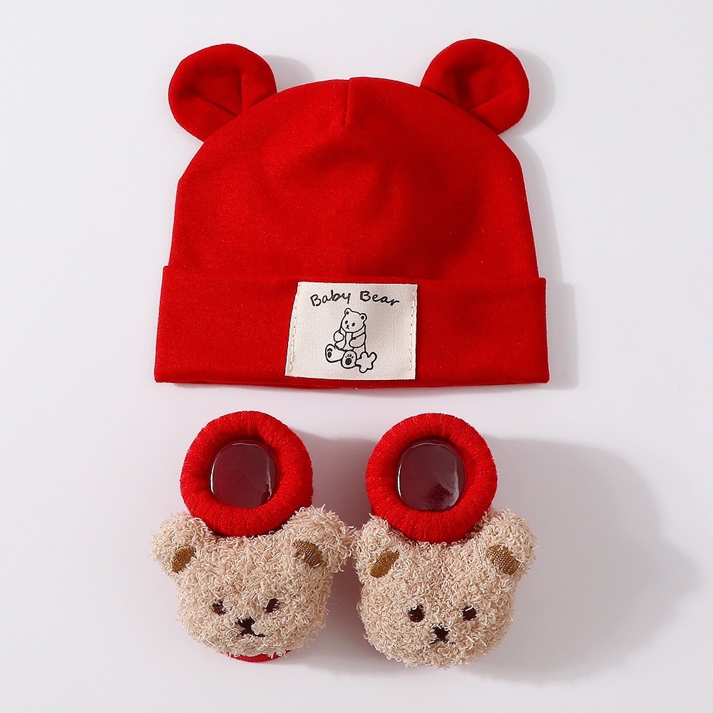 2個セット かわいいコットン製ベビーハットとソックスセット  - Baby Hat Beanie のレビューと価格