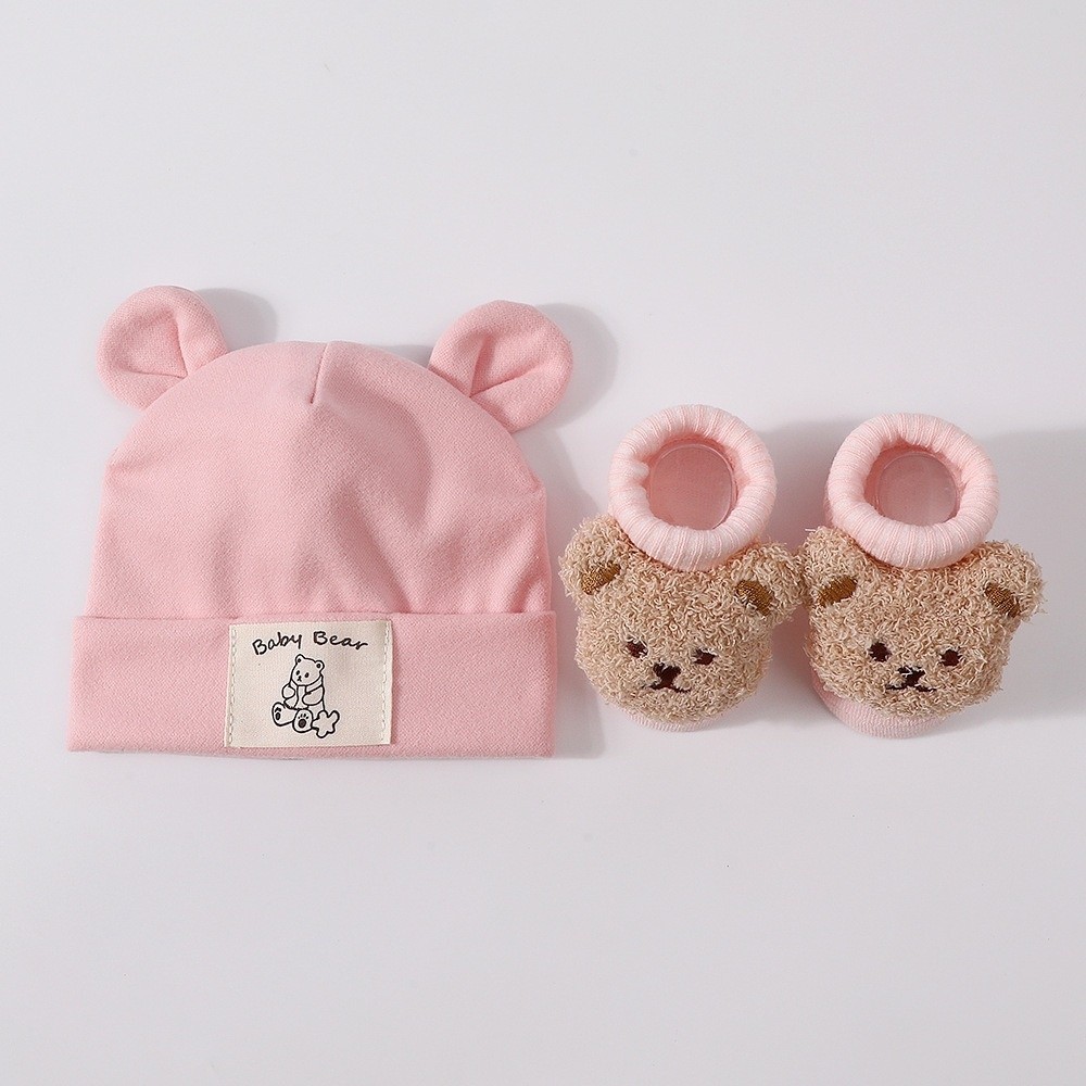 2個セット かわいいコットン製ベビーハットとソックスセット  - Baby Hat Beanie のレビューと価格