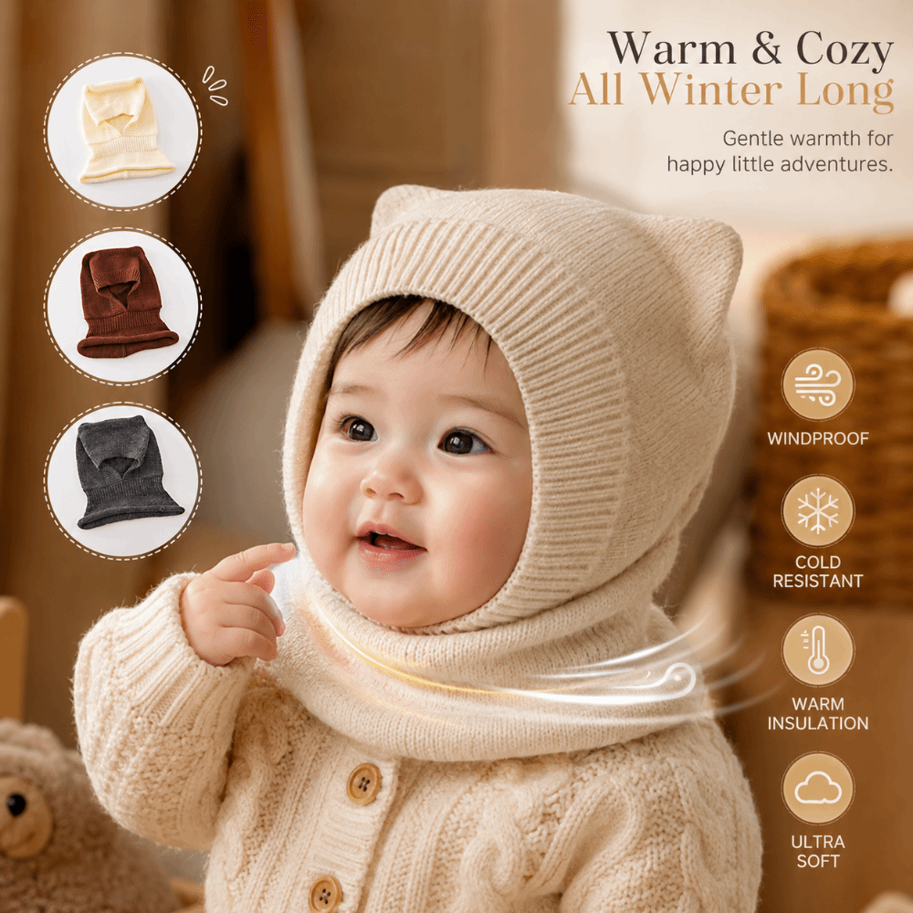 新しい暖かいウールベビーバラクラバ帽子無地防風ニットビーニー - Baby Hat Beanie のレビューと価格