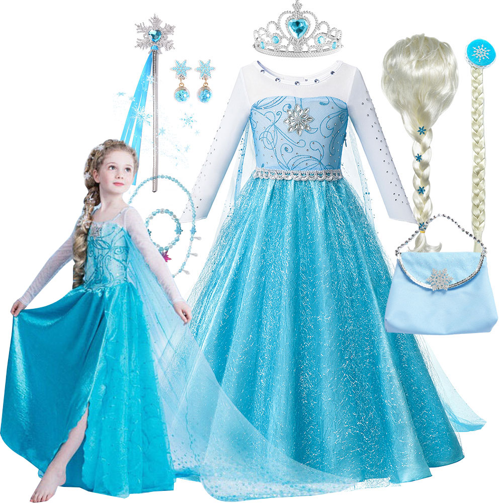 エルザ姫のコスチューム,子供用ビーズドレス,雪,誕生日パーテ - Baby Z Clothing のレビューと価格