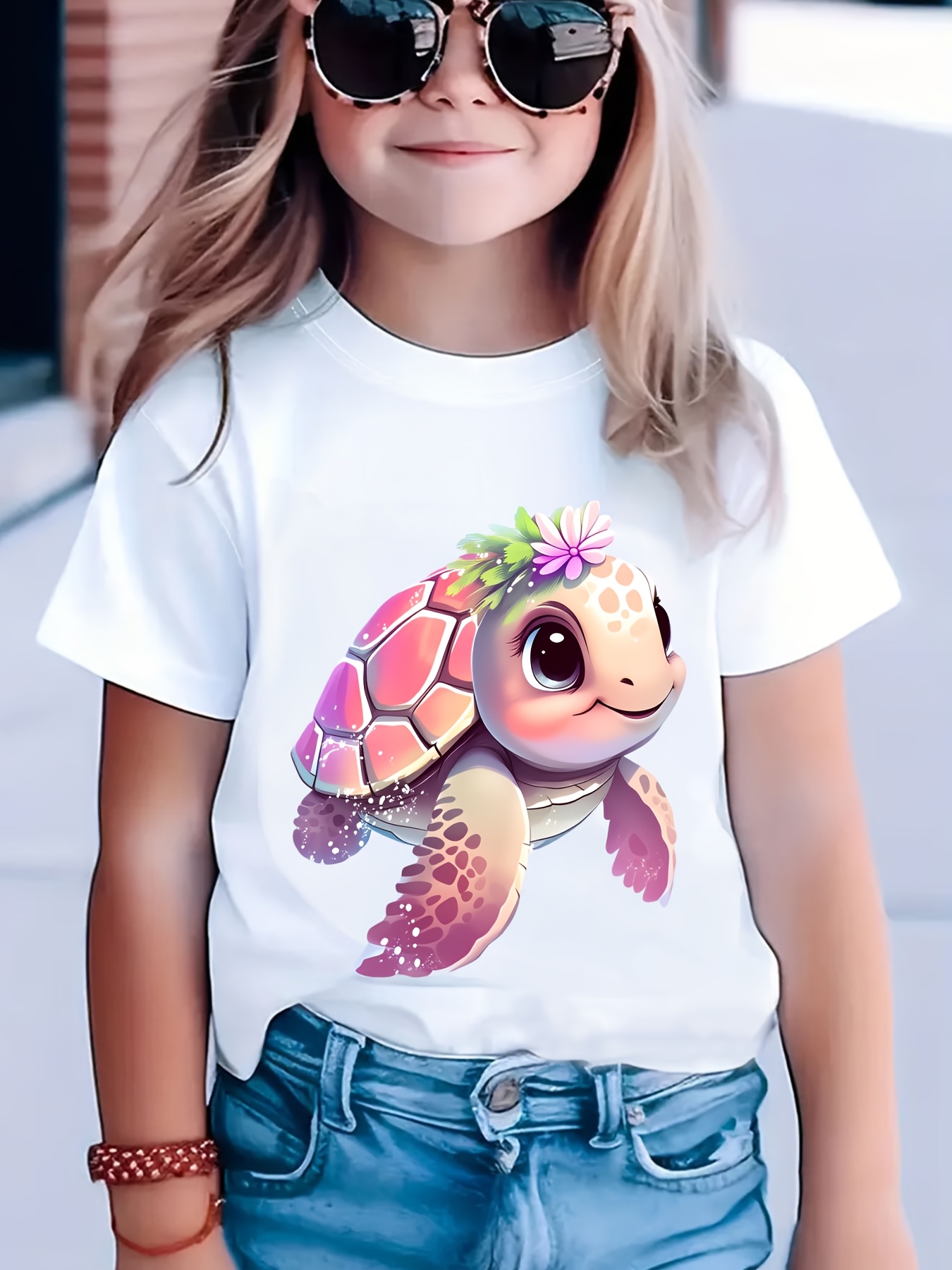 ベビーガール用かわいいピンクのカメ柄グラフィックTシャツ、子 - Baby Clothing Cheap のレビューと価格
