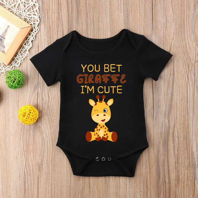 新しいかわいいキリンプリントベビーロンパース新生児半袖ベビー - Baby Clothing Brand のレビューと価格