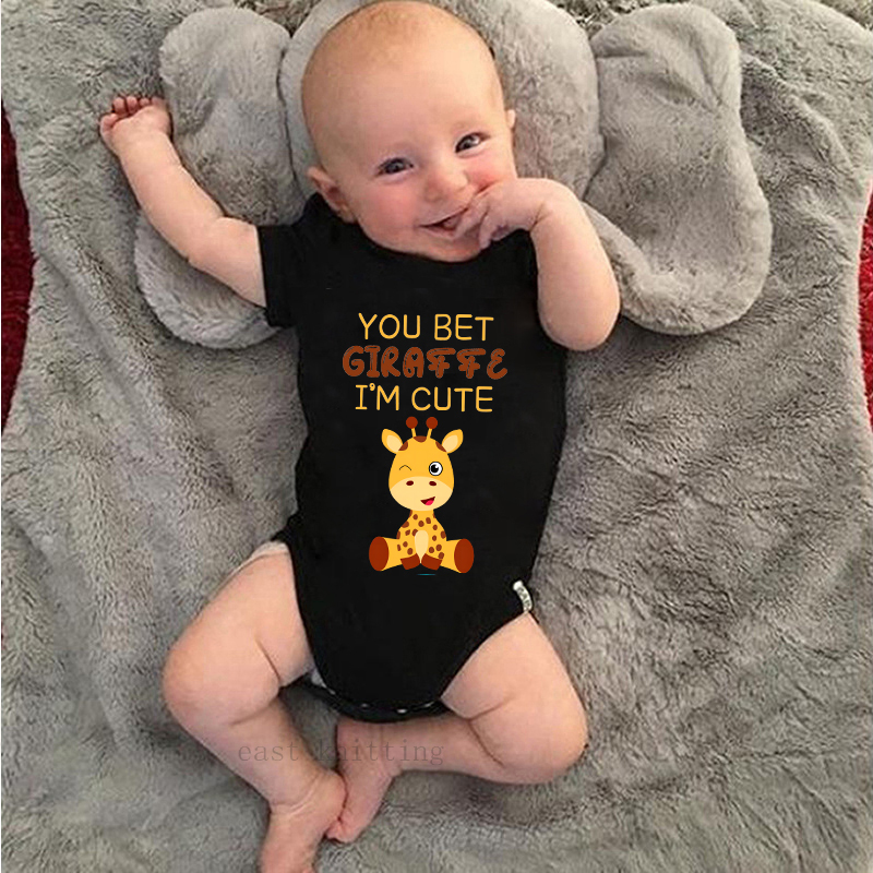 新しいかわいいキリンプリントベビーロンパース新生児半袖ベビー - Baby Clothing Brand のレビューと価格