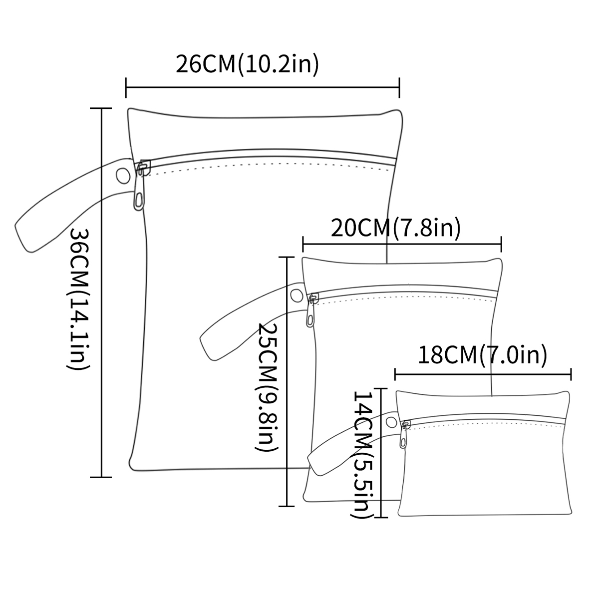 3 ピース/S 異なるサイズ防水ウェットバッグウェットドライ - Baby Clothing Storage のレビューと価格