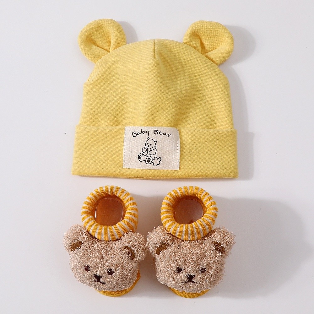 2点セット：綿製ベビーハットと靴下。暖かく通気性に優れたベビ - Baby Hat Beanie のレビューと価格