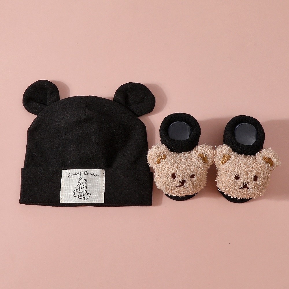 2点セット：綿製ベビーハットと靴下。暖かく通気性に優れたベビ - Baby Hat Beanie のレビューと価格
