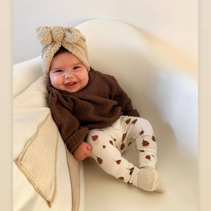 かわいい新生児用ノットターバンボウ生地厚手耳あて付き幼児用イ - Baby Hat Beanie のレビューと価格