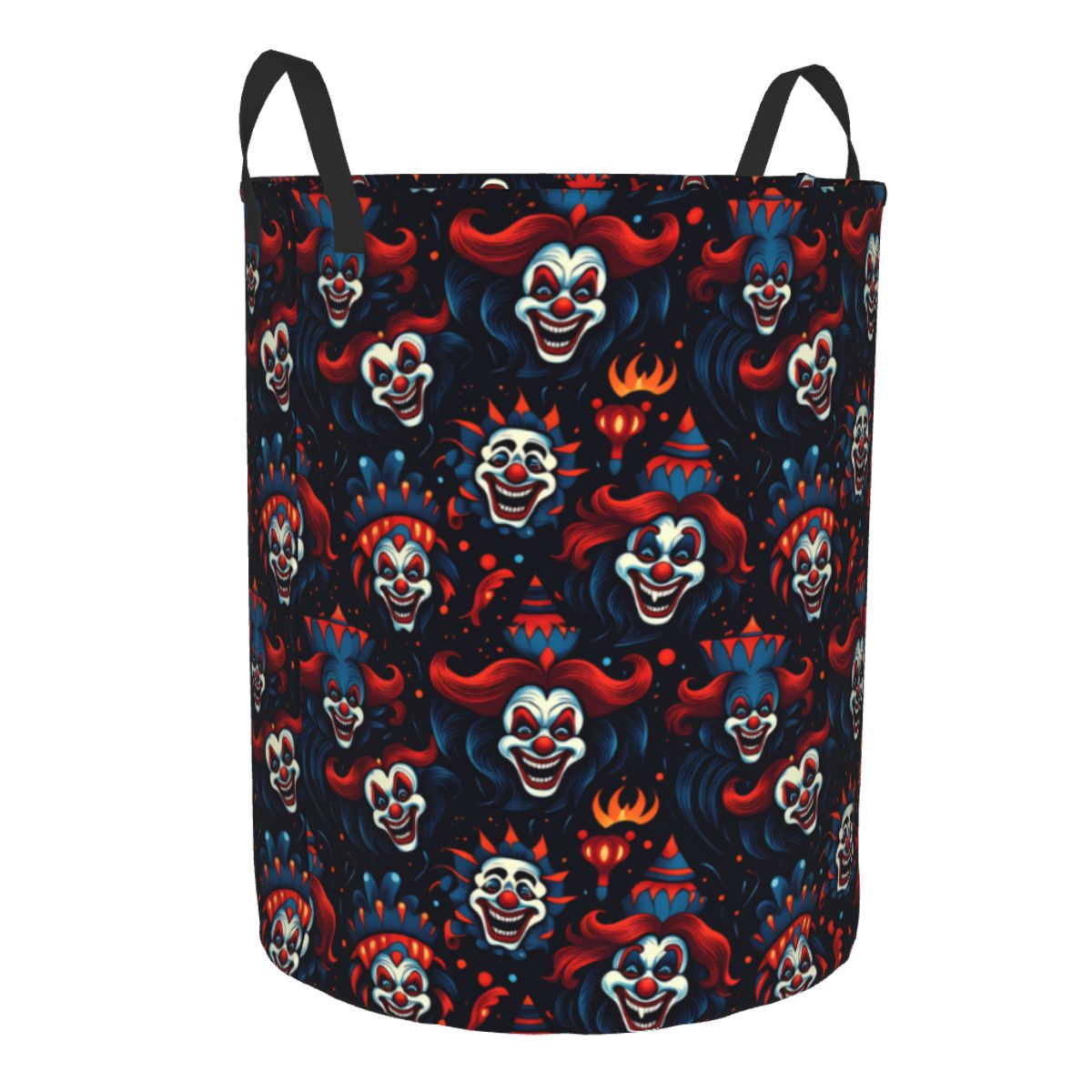 ハロウィンレッドブルー邪悪なピエロランドリーバスケット折りた - Baby Clothing Storage のレビューと価格
