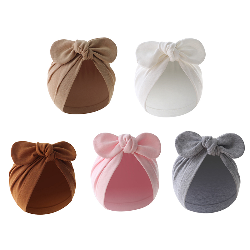 バニーの耳が付いた柔らかい綿のターバン帽子、かわいい幼児のビ - Baby Hat Beanie のレビューと価格